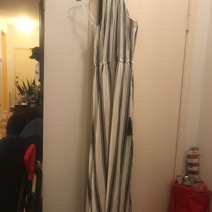 Long halter maxi, cinch waist tassle tie